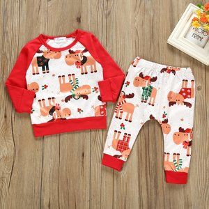 NEW Boy's Reindeer Moose Christmas 2 Piece Outfit